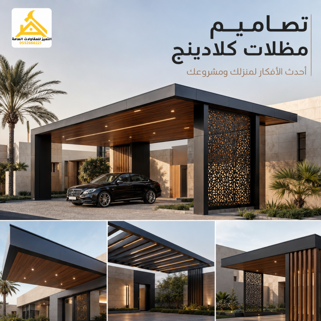 تصاميم مظلات كلادينج حديثة للفلل والمشاريع في السعودية